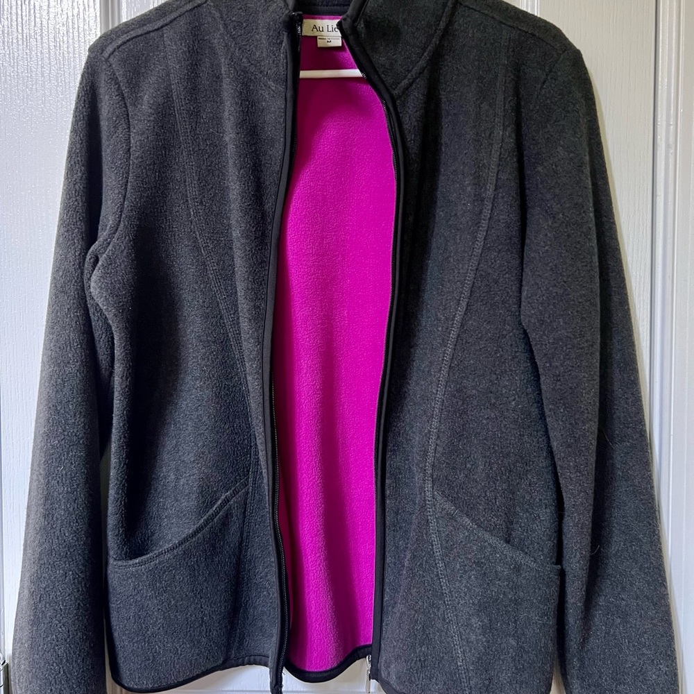 Au Lieu Women’s Gray Fleece Jacket Size M